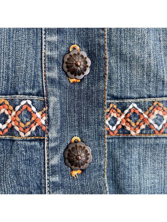 Coldwater Creek Women Western Boho Denim Jacket Size PS Southwestern Embroidered - Picture 5 of 13